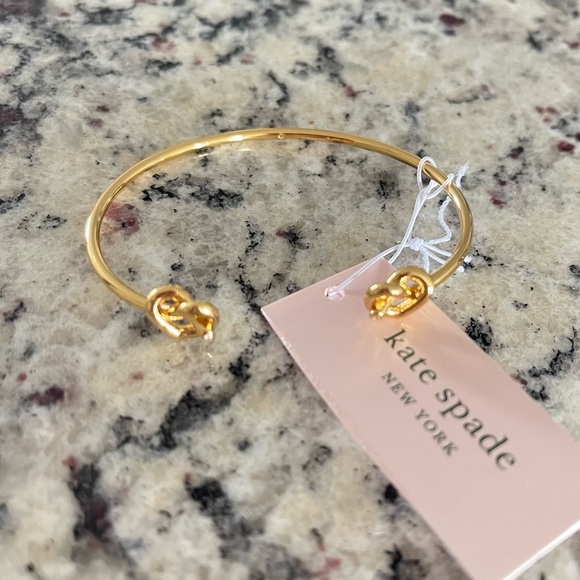 kate spade Jewelry - Kate Spade Braided Heart Gold Cuff Bracelet NWT